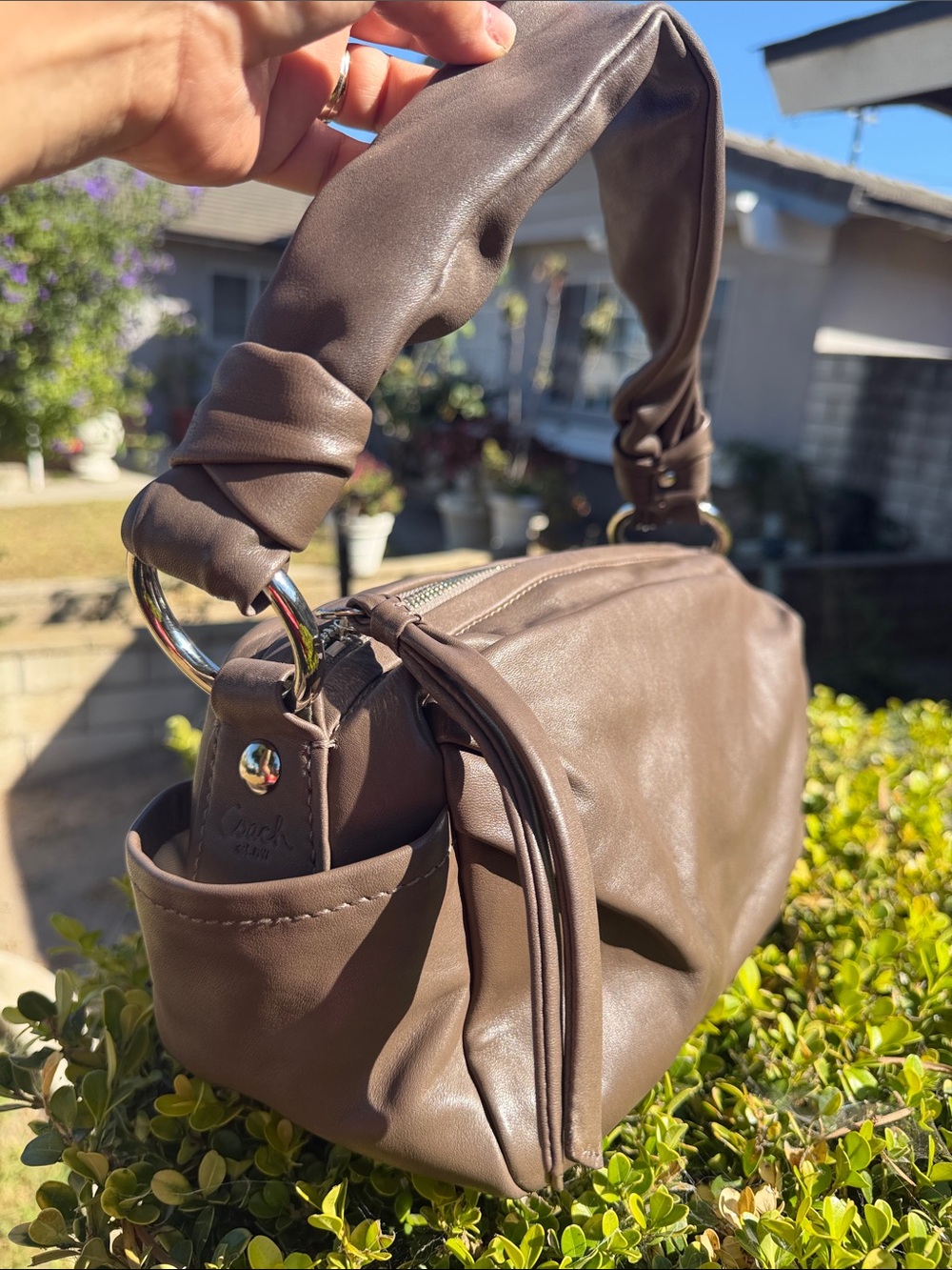 Coach Parker Taupe Leather Hobo Shoulder Bag NWOT